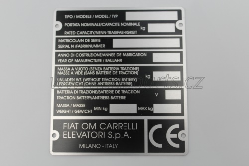 štítek výrobní FIAT