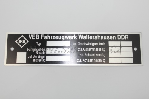 štítek výrobní IFA - kabina M25